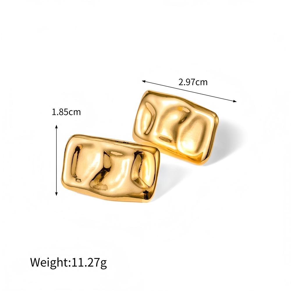 Geometric Gold Square Earrings – Bold 18K Gold Plated Stainless Steel Statement Jewelry for Women