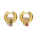 Geometric CZ Hoop Earrings – 18K Gold Plated Stainless Steel Luxury Statement Jewelry for Women