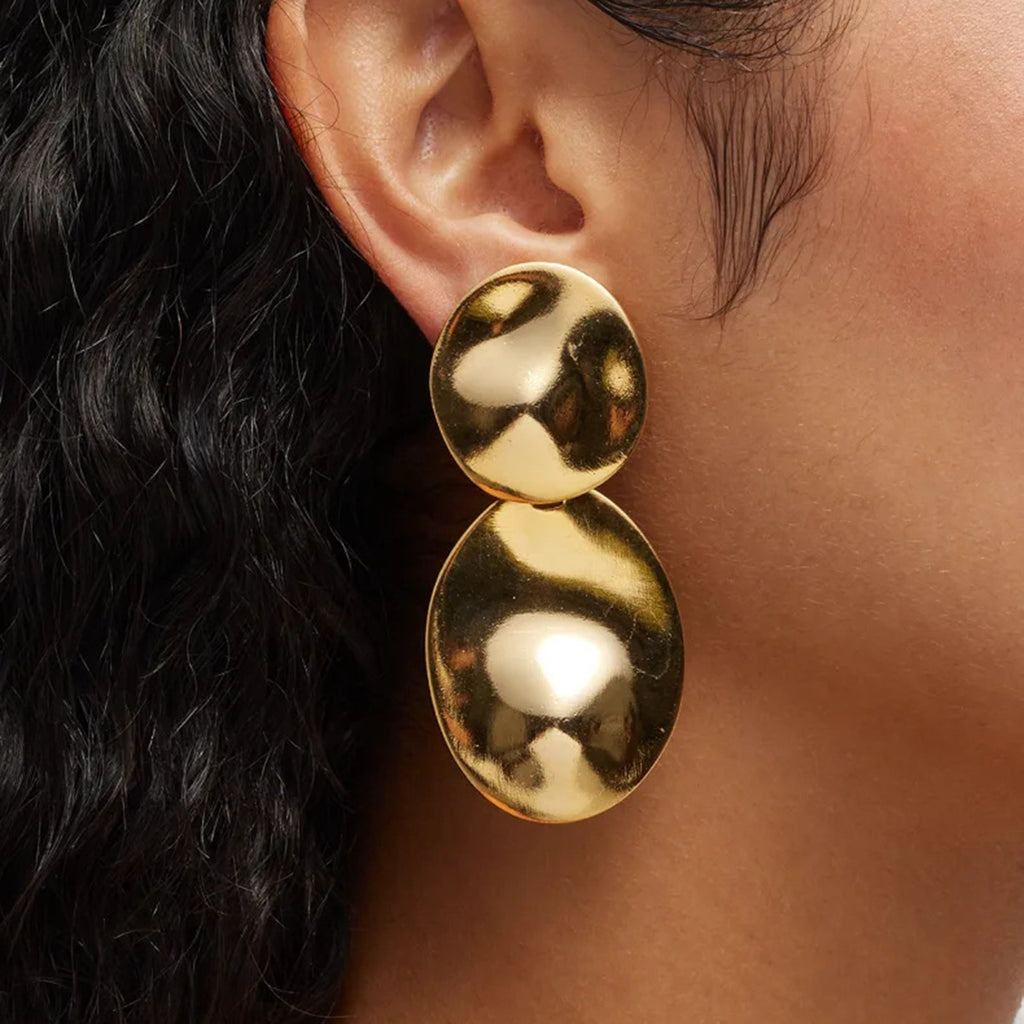 Bold Round Hoop Earrings – 18K Gold Plated Stainless Steel Titanium Statement Jewelry for Women
