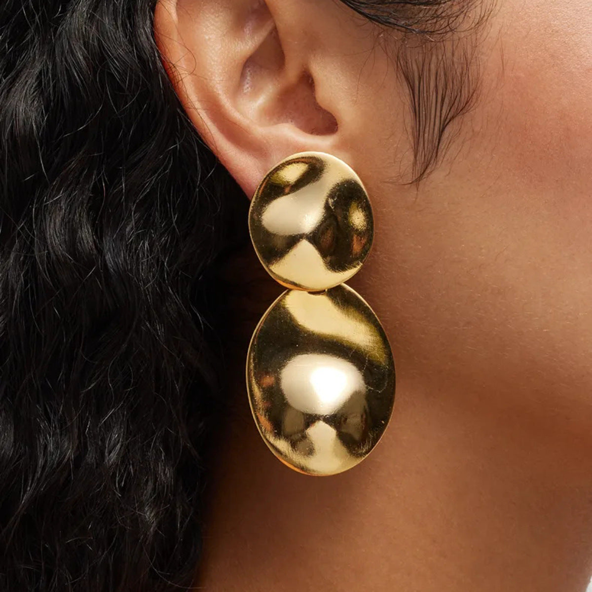 Bold Round Hoop Earrings – 18K Gold Plated Stainless Steel Titanium Statement Jewelry for Women