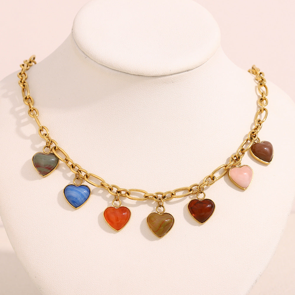 French Boutique Heart Necklace – 18K Gold Plated Stainless Steel Irregular Chain Minimalist Jewelry for Women