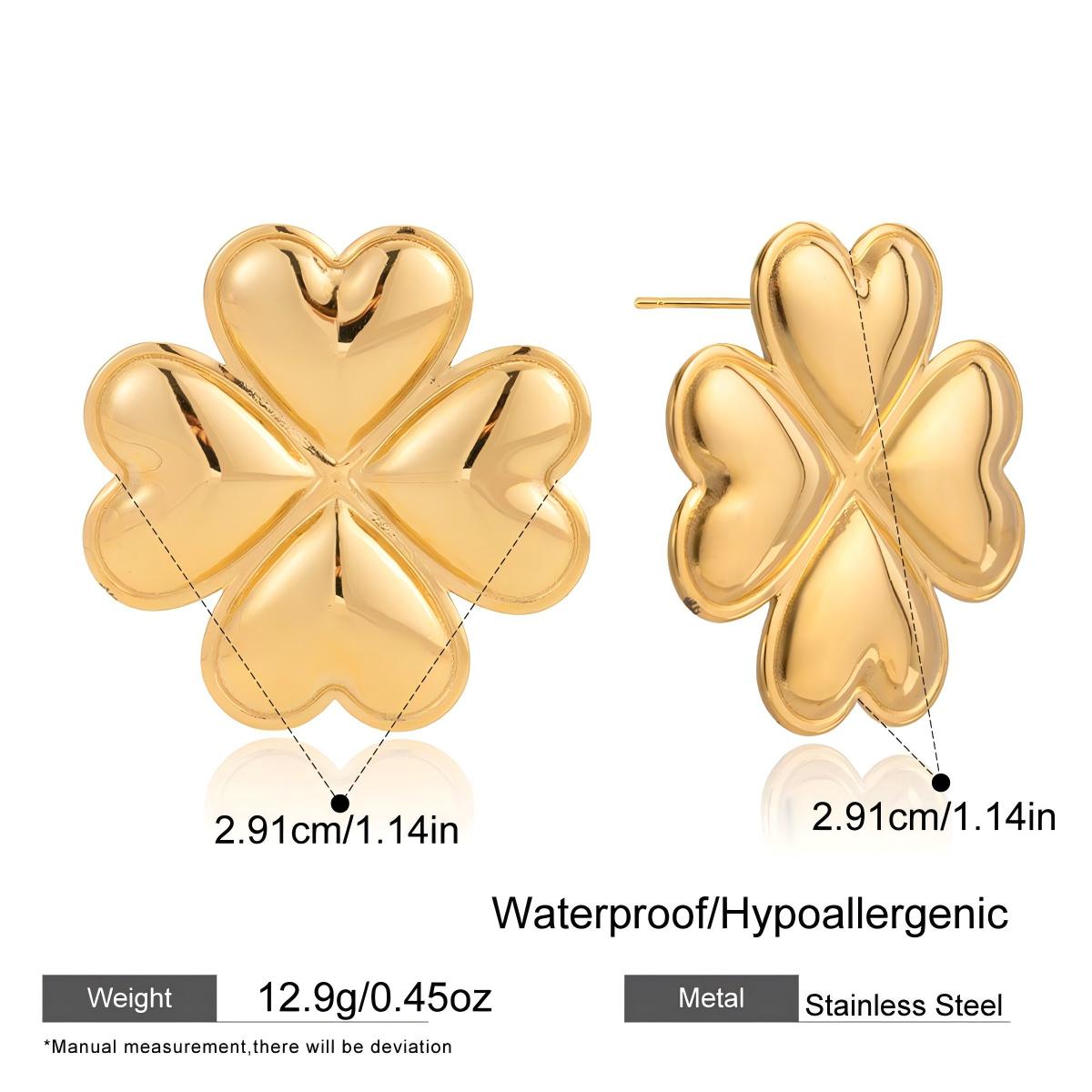 Four-Leaf Clover Earrings – Stainless Steel Vintage Luxury Jewelry for Women
