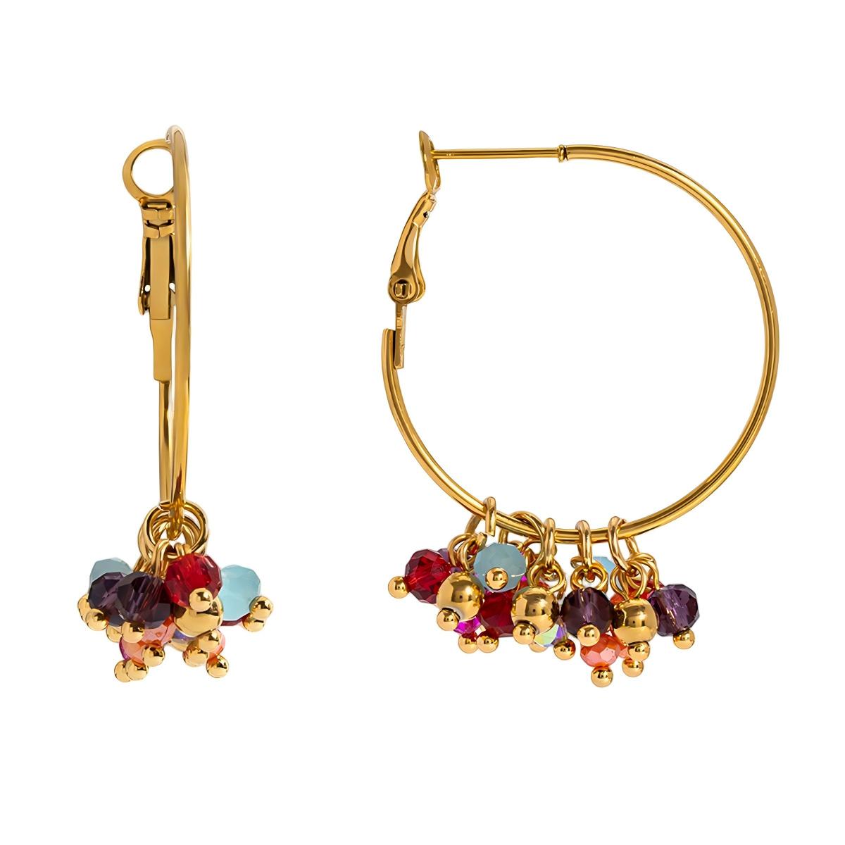 Boho Tassel Stone Hoop Earrings – Handmade Vintage Statement Earrings for Women