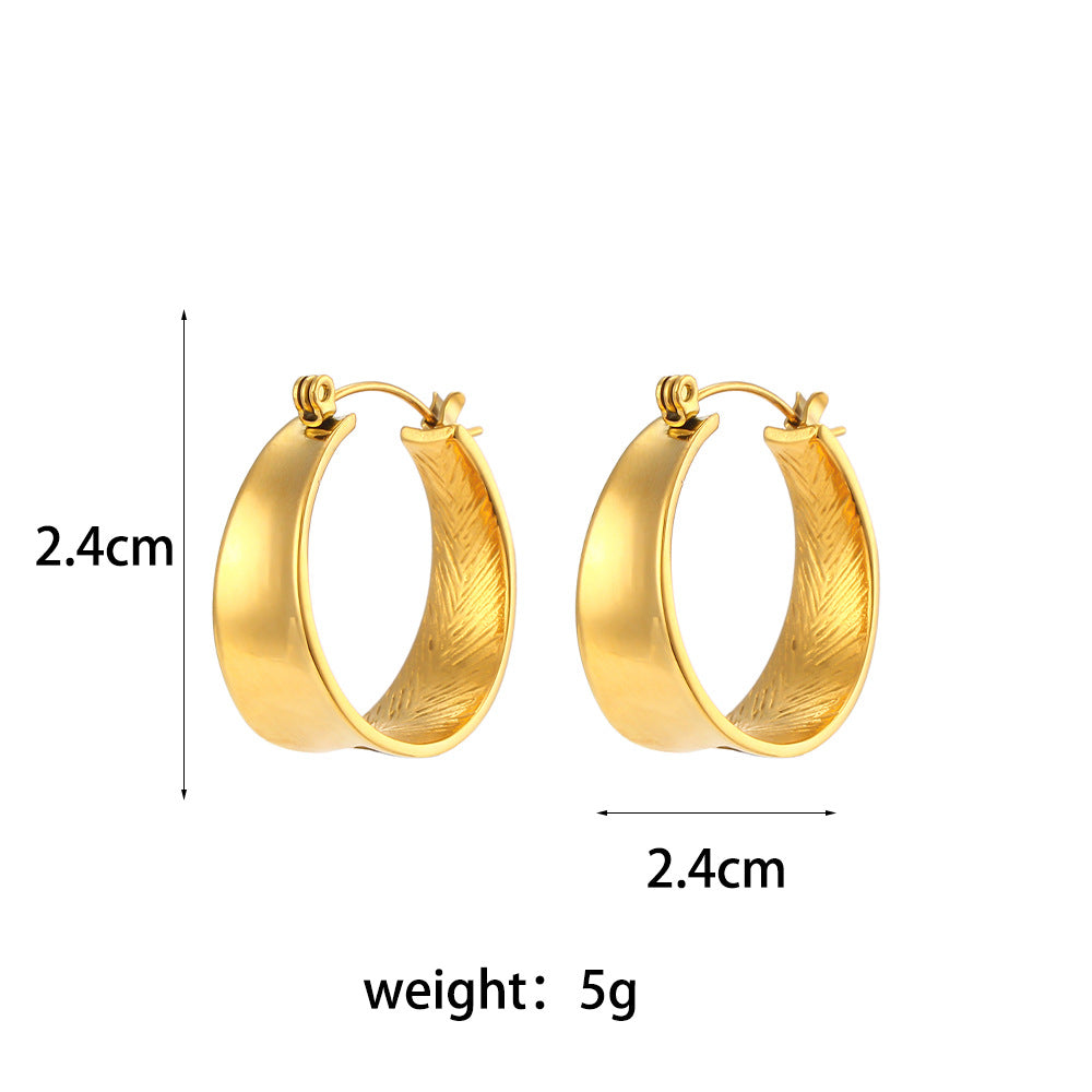 Geometric Gradient Hoop Earrings – Gold Plated Stainless Steel Minimalist Luxury Statement Jewelry for Women