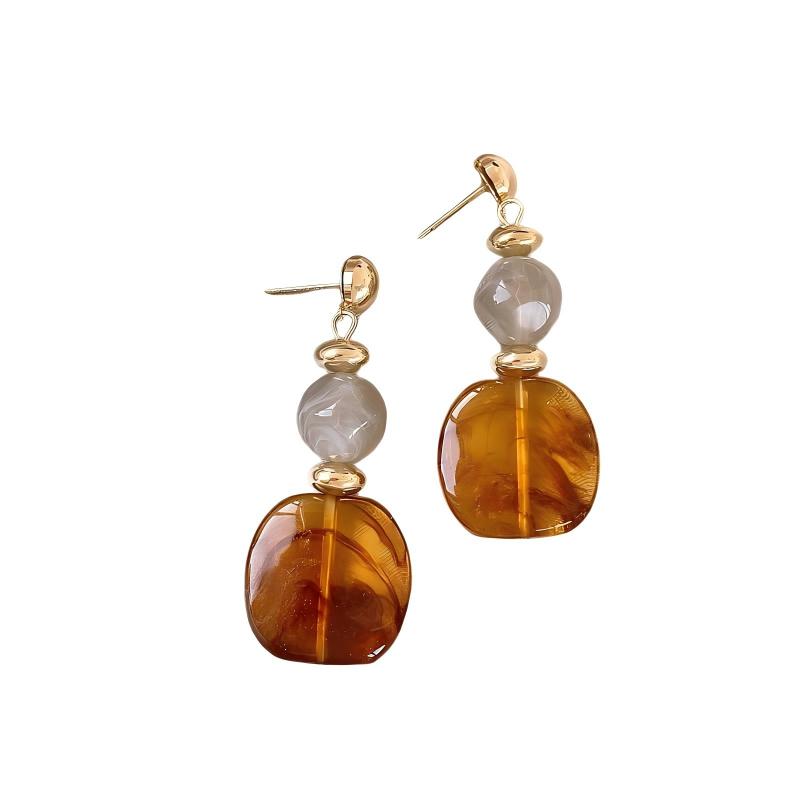 Geometric Beaded Drop Earrings – Vintage Minimalist Luxury Stud Earrings for Women