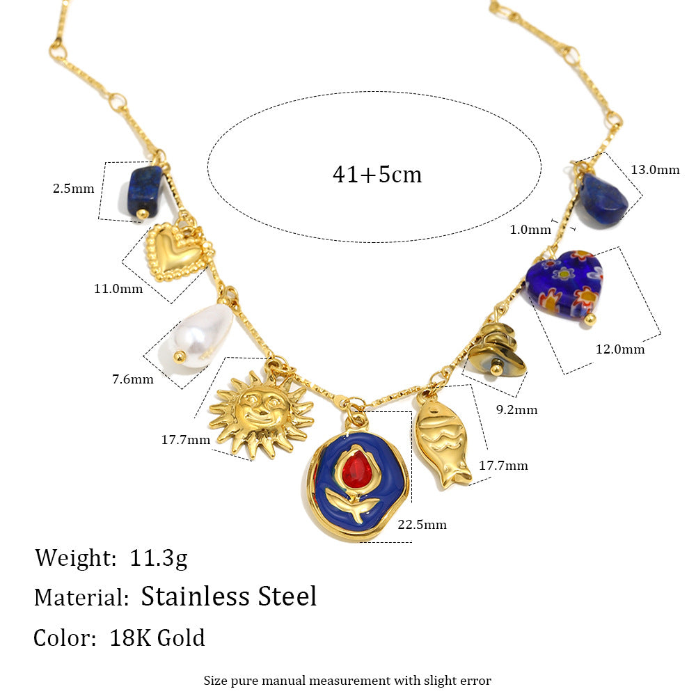 Knuckle Chain Pendant Necklace – 18K Gold Plated Stainless Steel Boutique Statement Jewelry for Women