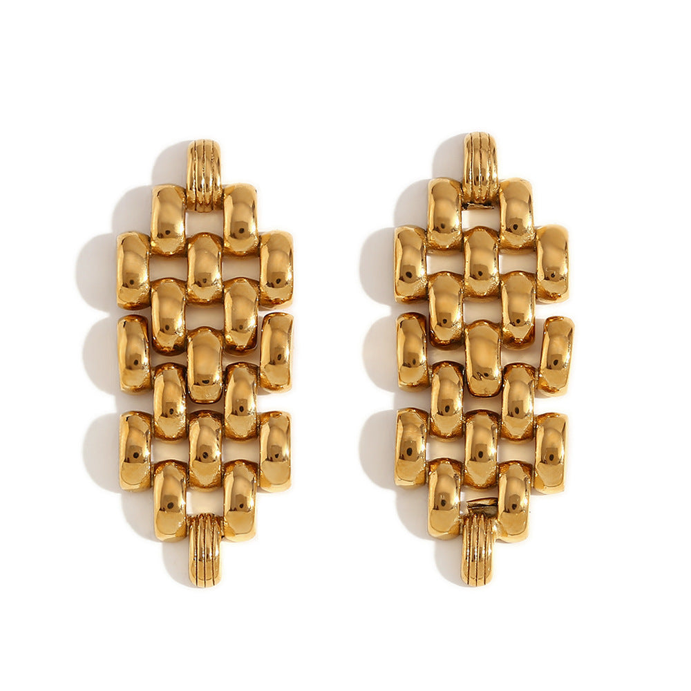 Boho Chain Stud Earrings – 18K Gold Plated Stainless Steel Minimalist Statement Jewelry for Women